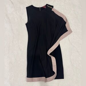 Ted Baker Black Dress with Pink Asymmetrical Trim